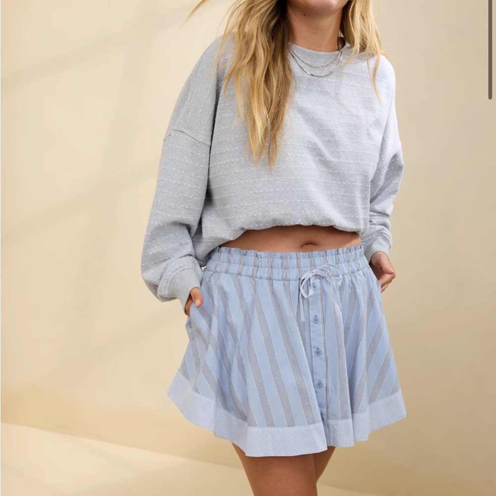Aerie Blue and White Striped Mini Skirt